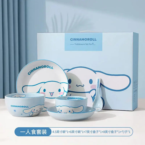 Sanrio Tableware Cinnamoroll Bowl Spoon Plate Cartoon Kawaii Ceramic