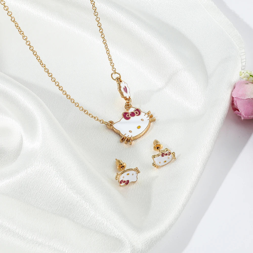 Sweet Sanrio Necklace Hello Kitty Kawaii Kitty Cat Small Earrings