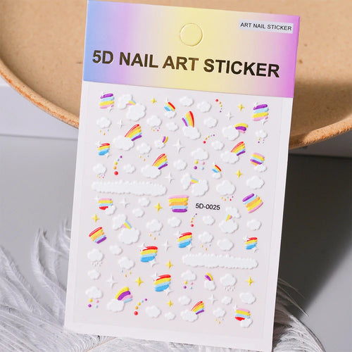 1pcs 5D Kawaii Nail Sticker Colourful Flower Letter Nail Art Slider