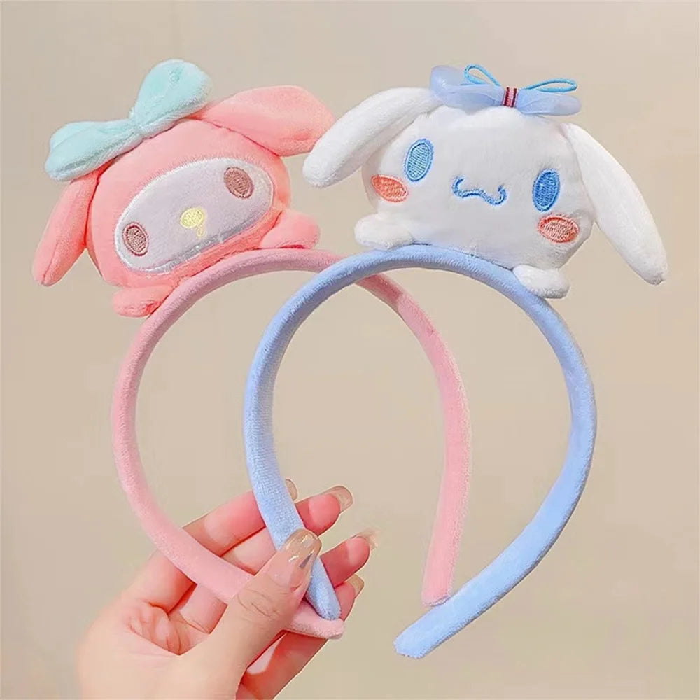 Sanrio Headband Kawaii Cinnamoroll Kuromi Melody Kitty Plush Bow