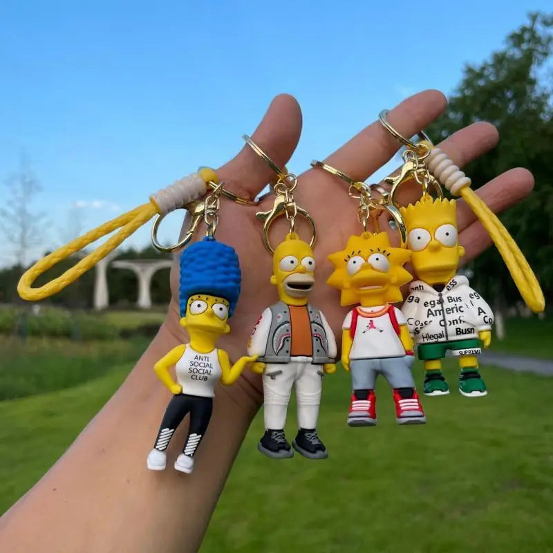 The Simpsons Keychain Cartoon Anime Figure Key Ring Phone Hanging