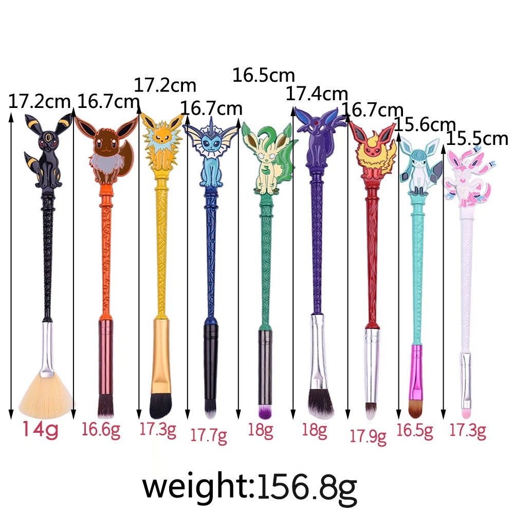 9pcs Pokemon Makeup Brushes Set Kawaii Anime Pokémon Periphery Metal