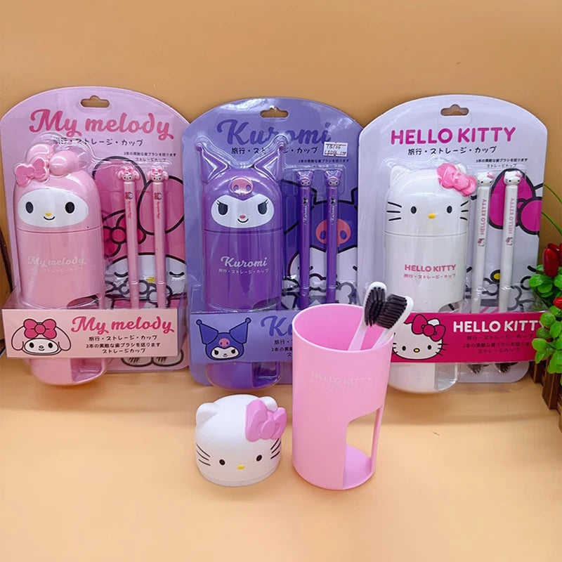 Portable Sanrio Toothbrush With Mouthwash Cup