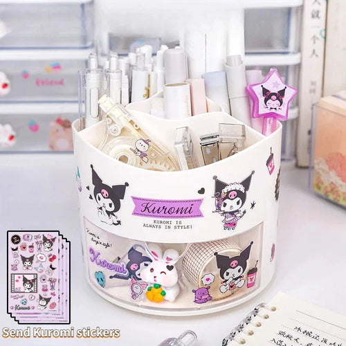 Cute Sanrio Rotating Pen Holder Storage Box Anime Kuromi Cinnamoroll