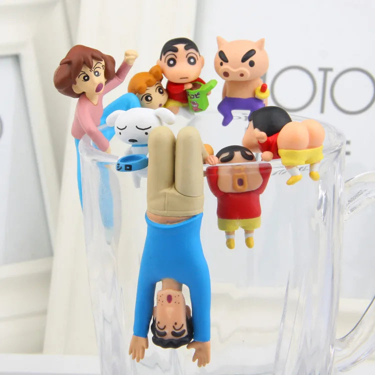 7pcs/set New Anime Crayon Shin-chan family Kawaii Q version Funny