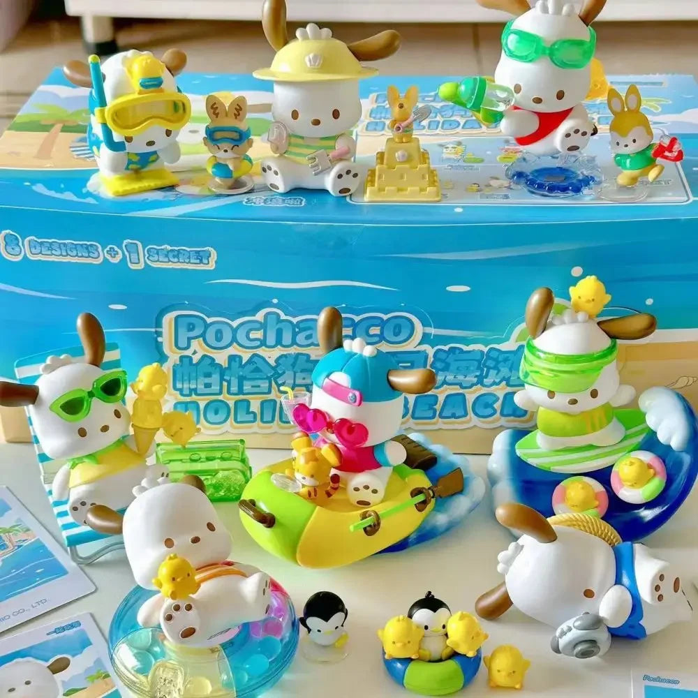 Kawaii Sanrio Pochacco Blind Box Holiday Beach Series Mysterious