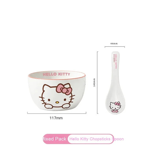 Sanrio Tableware Cinnamoroll Bowl Spoon Plate Cartoon Kawaii Ceramic