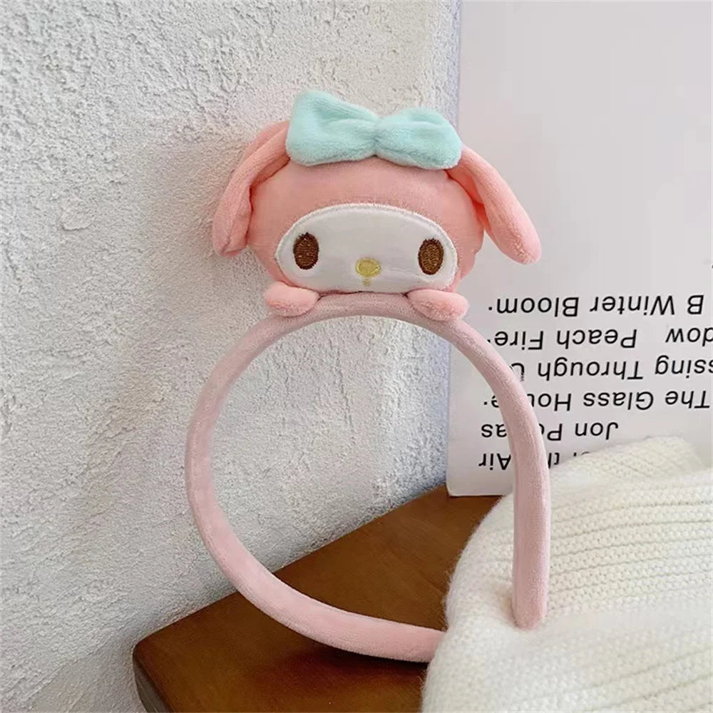 Sanrio Headband Kawaii Cinnamoroll Kuromi Melody Kitty Plush Bow