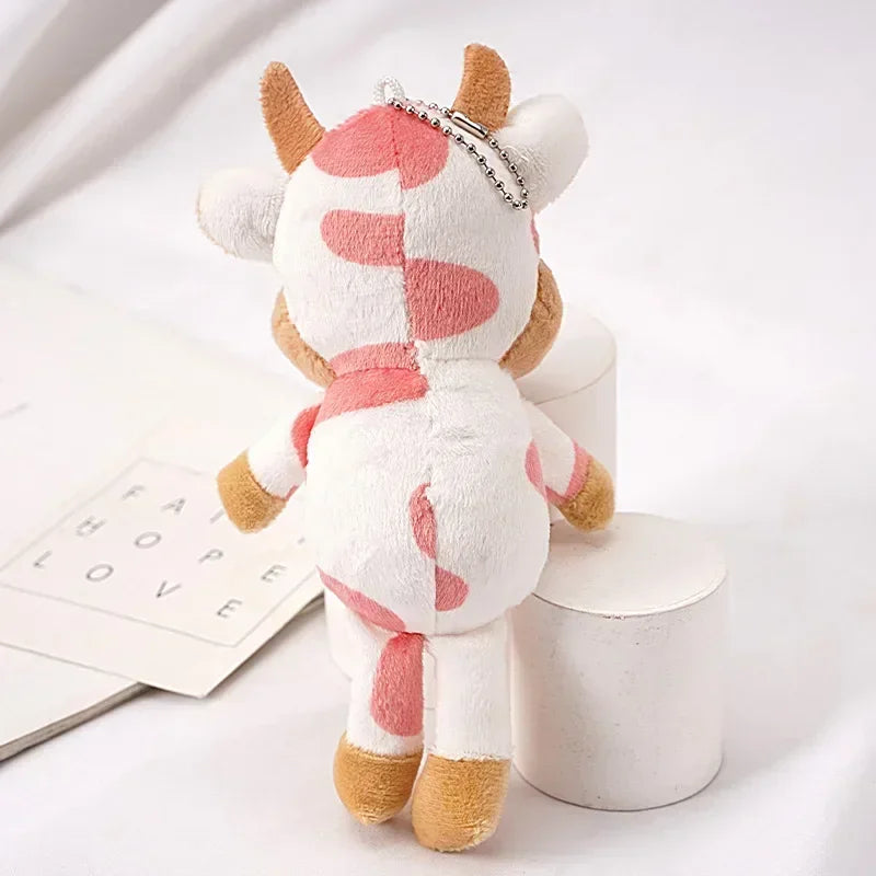 15cm Cute Milk Cow Plush Toy Animal Stuffed Doll Keyring Festival