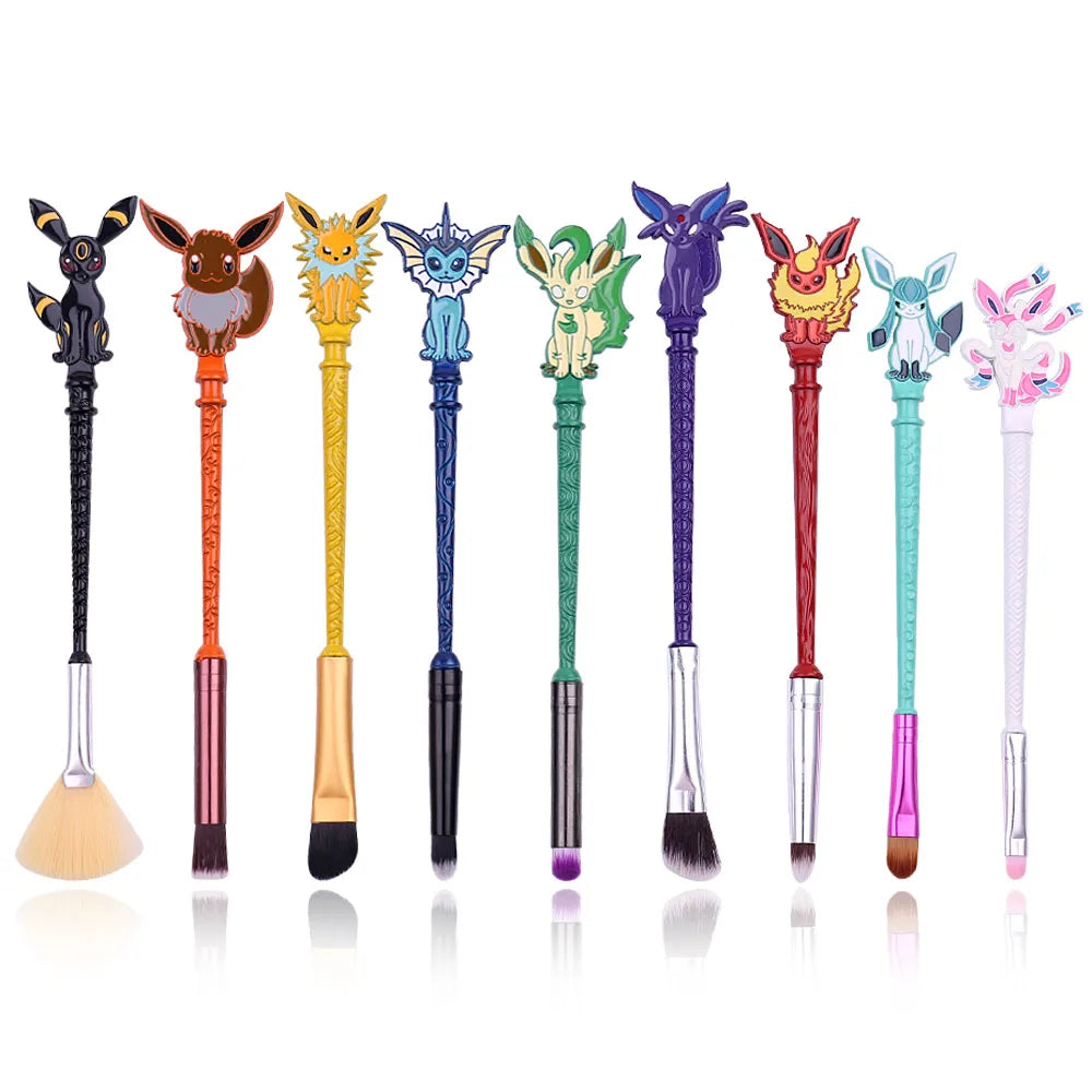 9pcs Pokemon Makeup Brushes Set Kawaii Anime Pokémon Periphery Metal