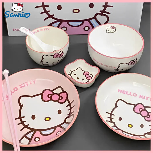 Sanrio Tableware Cinnamoroll Bowl Spoon Plate Cartoon Kawaii Ceramic