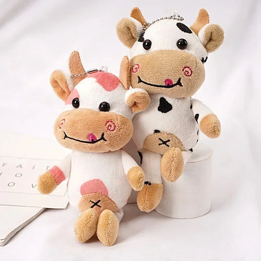 15cm Cute Milk Cow Plush Toy Animal Stuffed Doll Keyring Festival