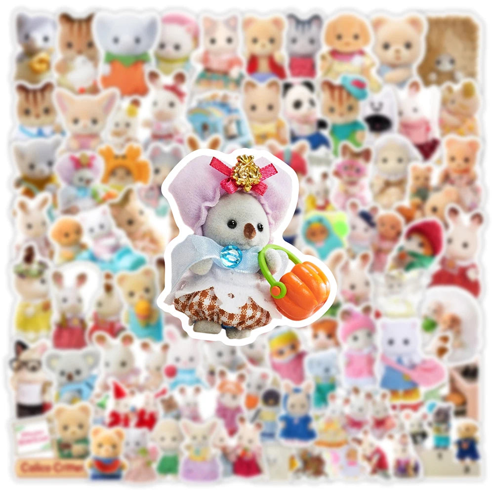 10/30/50/100pcs Cute Cartoon Sylvanian Families Stickers Kawaii Girls