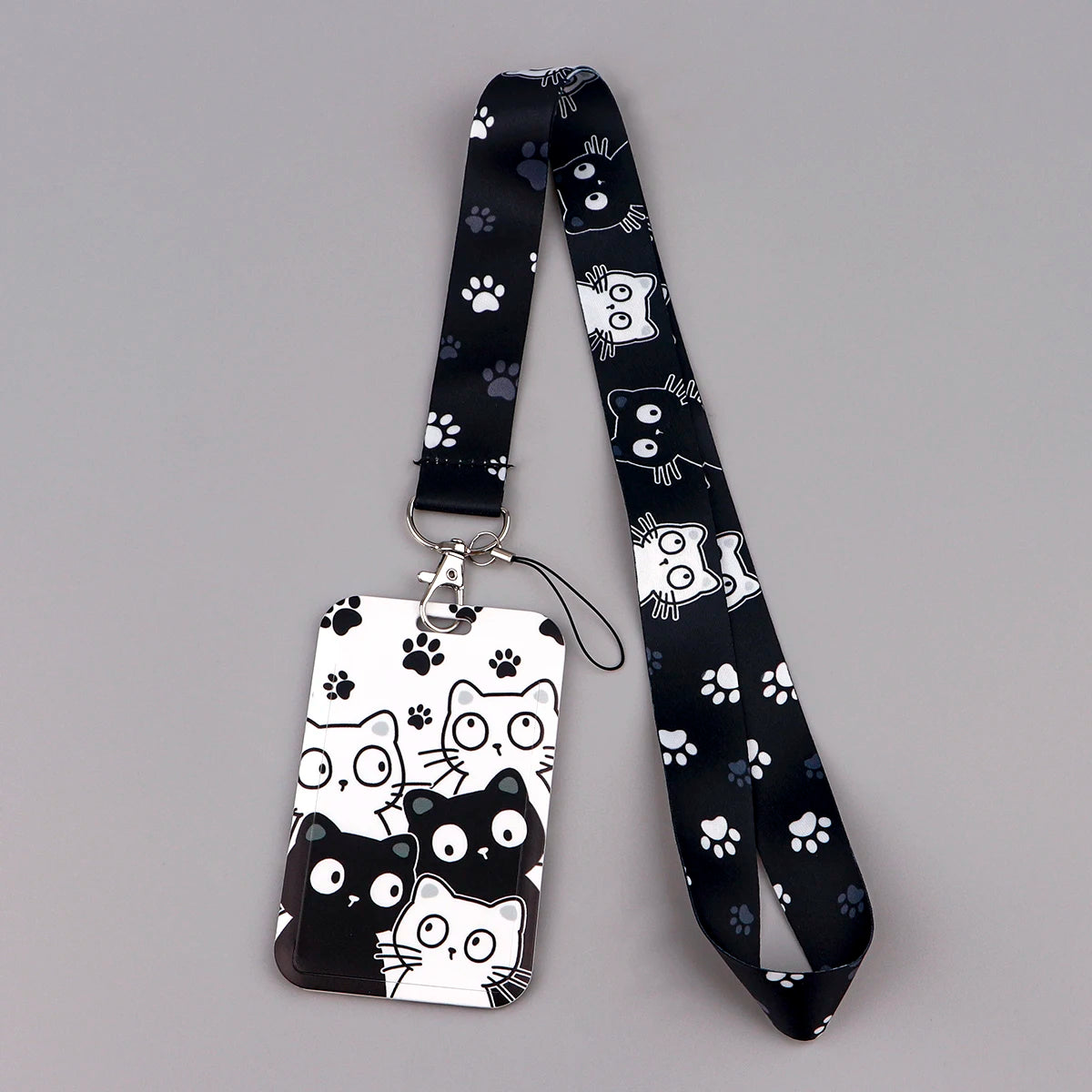 Kawaii Cat Credential Holder Cute Cat Paw Lanyards for Keys Neck Strap