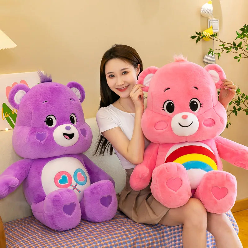 MINISO 40CM Care Bears Rainbow Plush Toy - Adorable Anime-Style Kawaii Bear