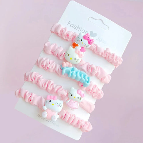 5Pcs Kawaii Sanrio Hair Ties Anime Hair Ring Ornaments Hello Kitty