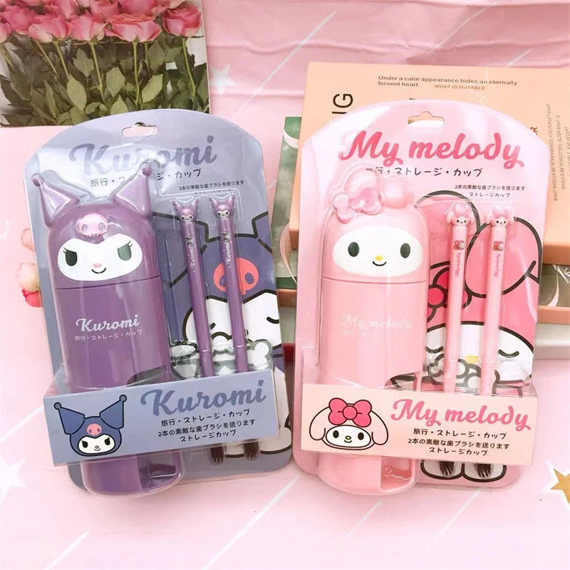 Portable Sanrio Toothbrush With Mouthwash Cup