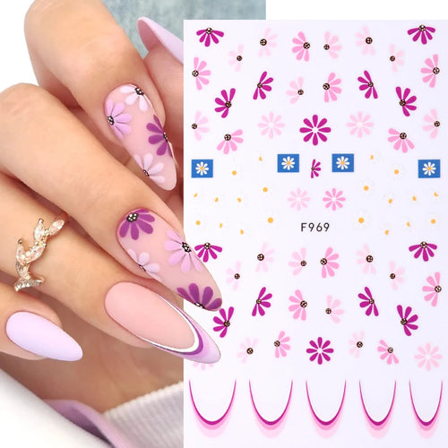 Spring Flowers 3D Nail Stickers Simple Summer Blossom Floral Tulip