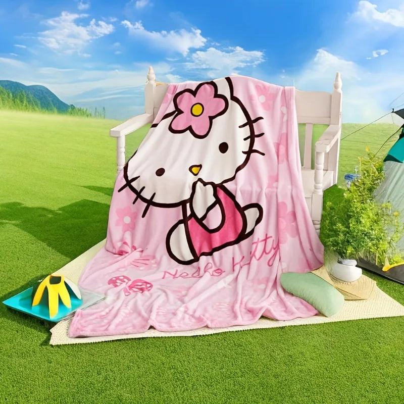 Hello Kitty Cartoon Blanket Kawaii Y2K Sanrio Kt Cat Home Textile