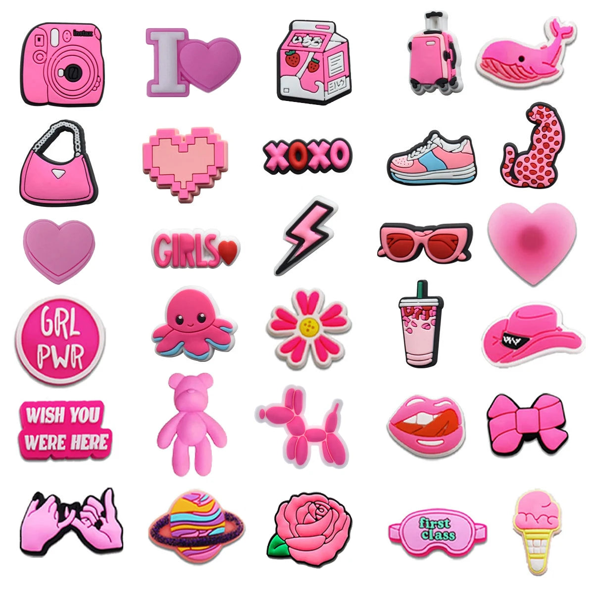 Hot Sales 1Pcs Pink Shoe Charms for Crocs Accessories Pin Shoe