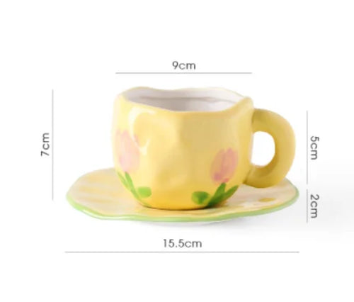 Cute Ceramic Mugs Handmade Flower