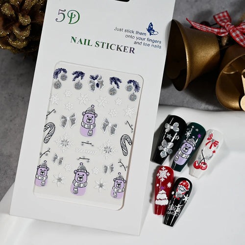 1pcs 5D Kawaii Nail Sticker Colourful Flower Letter Nail Art Slider