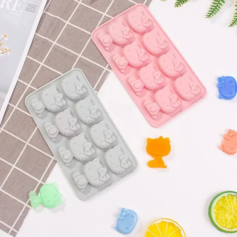 Kawaii Hello Kitty Ice Tray Silicone Mold Sanrio Cute Kuromi DIY