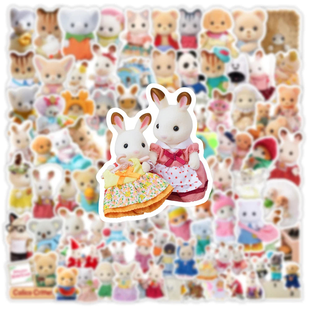 10/30/50/100pcs Cute Cartoon Sylvanian Families Stickers Kawaii Girls