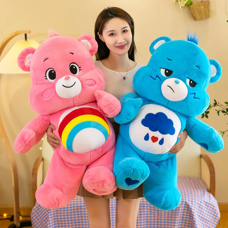 MINISO 40CM Care Bears Rainbow Plush Toy - Adorable Anime-Style Kawaii Bear