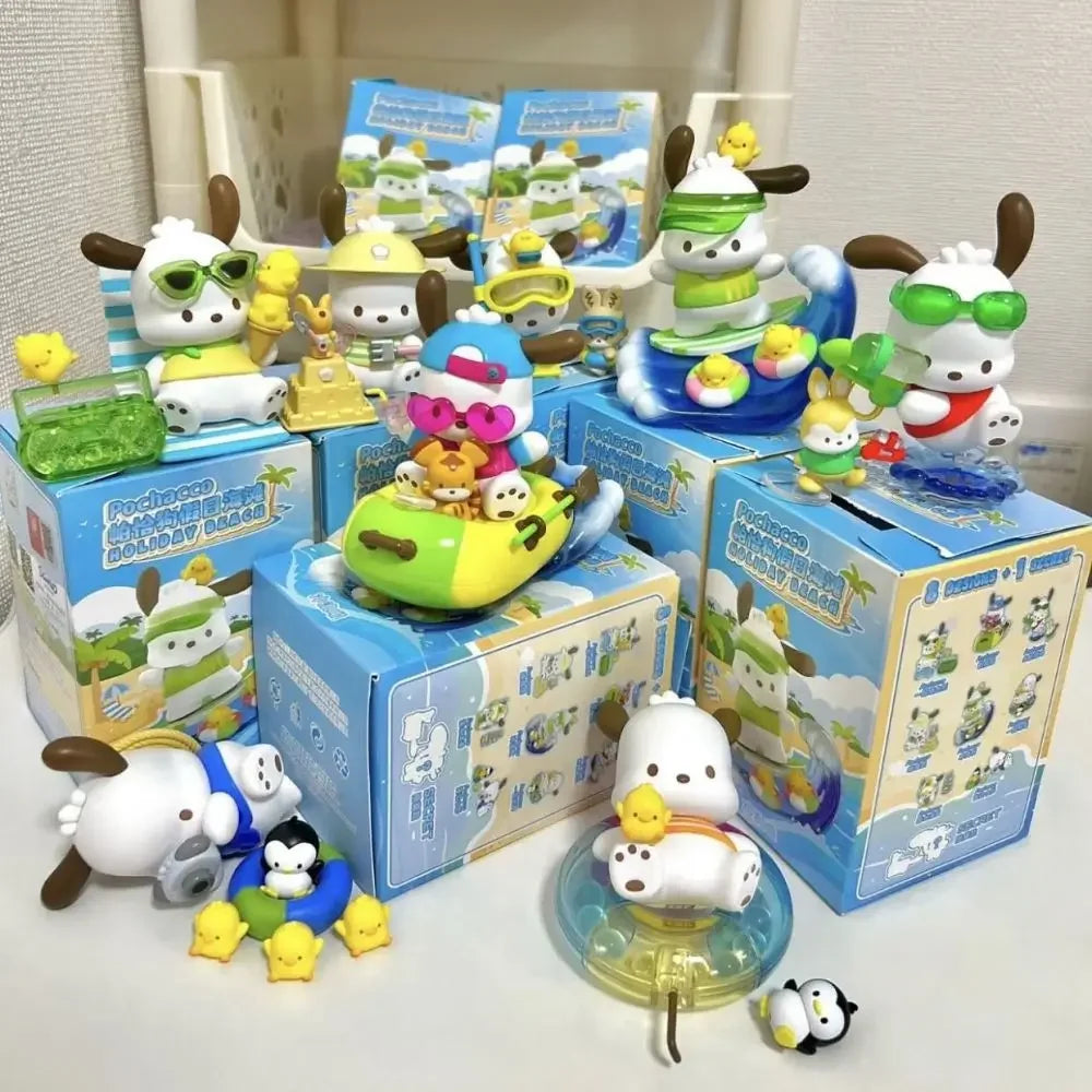 Kawaii Sanrio Pochacco Blind Box Holiday Beach Series Mysterious