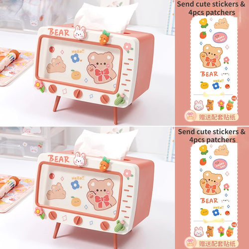 Cute Multifunction Tissue Box Holder Square for Home Kawaii Desktop