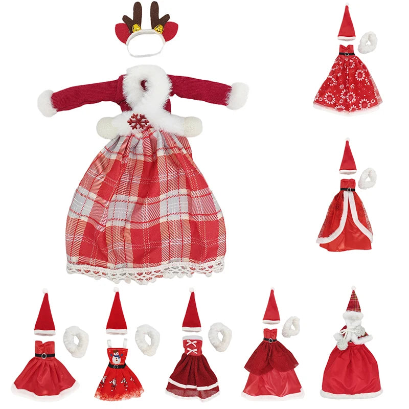 Kawaii Christmas Elf Doll Snowman Gingerbread Man Clothes Cook Hat