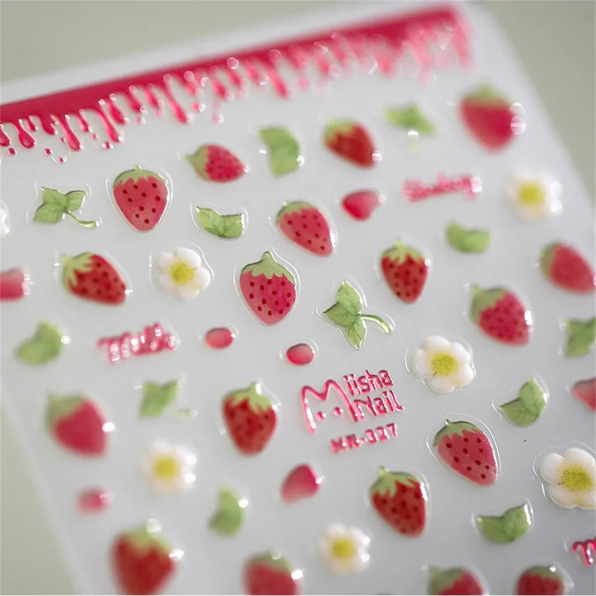 1pc 5D Jelly Strawberry Nail Art Stickers