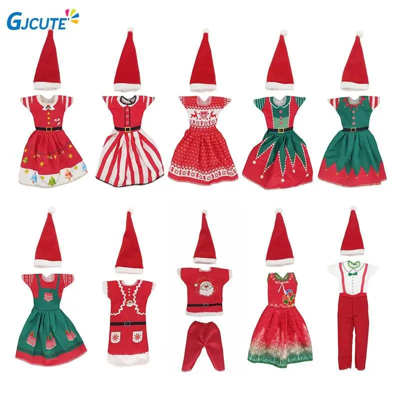 Kawaii Christmas Elf Doll Snowman Gingerbread Man Clothes Cook Hat