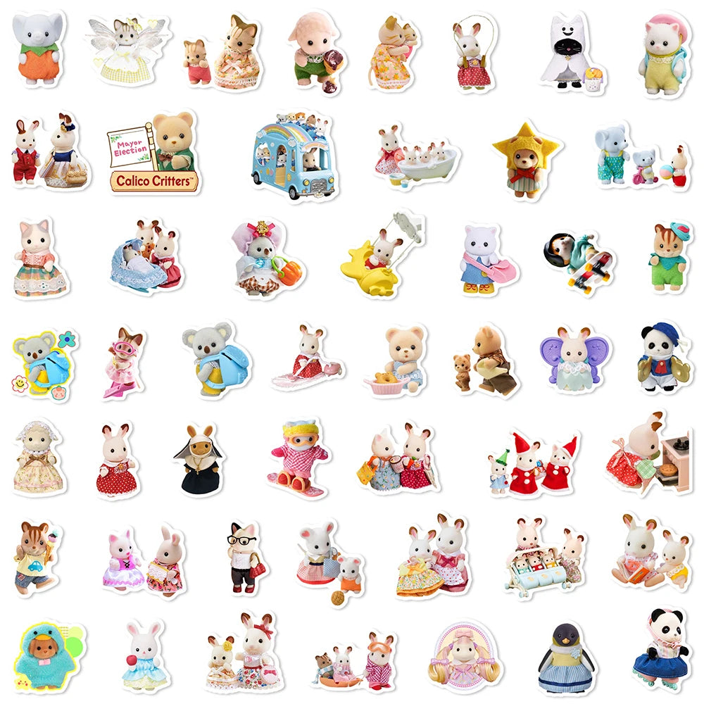 10/30/50/100pcs Cute Cartoon Sylvanian Families Stickers Kawaii Girls