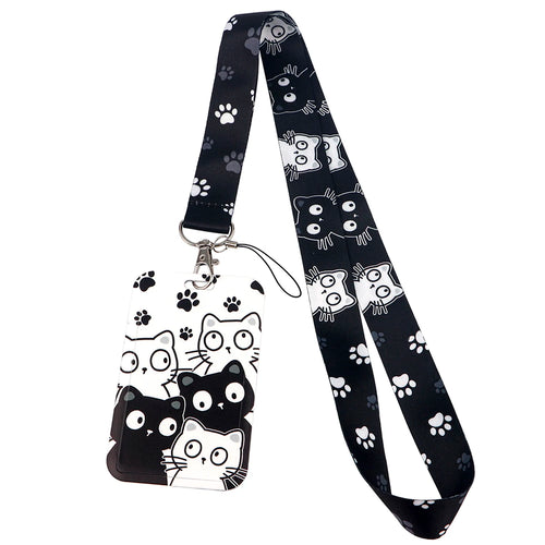 Kawaii Cat Credential Holder Cute Cat Paw Lanyards for Keys Neck Strap