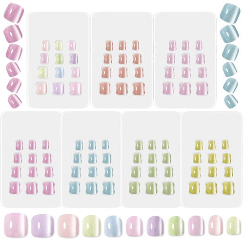 168pcs Kid False Nail Tips Flower Marine Life for Children Full Cover