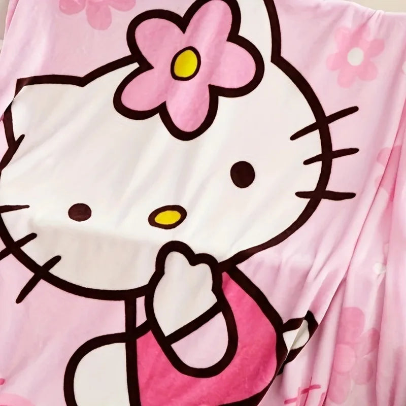 Hello Kitty Cartoon Blanket Kawaii Y2K Sanrio Kt Cat Home Textile