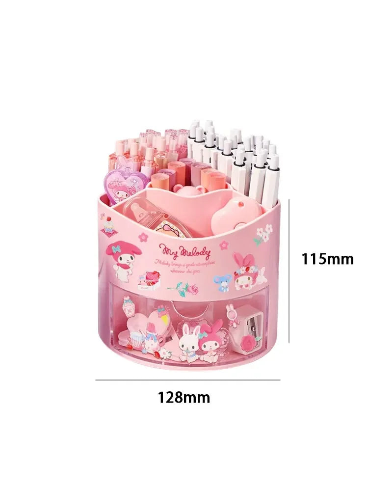 Cute Sanrio Rotating Pen Holder Storage Box Anime Kuromi Cinnamoroll