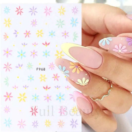 Spring Flowers 3D Nail Stickers Simple Summer Blossom Floral Tulip