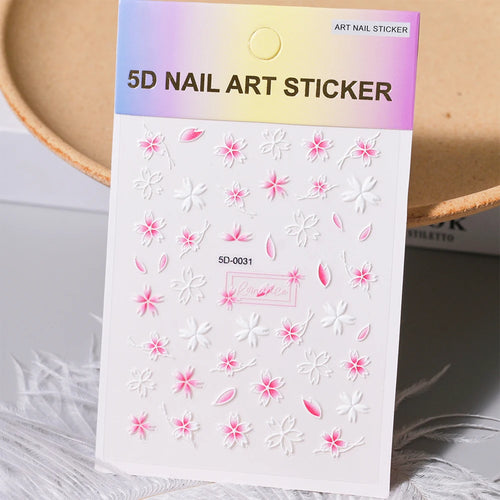 1pcs 5D Kawaii Nail Sticker Colourful Flower Letter Nail Art Slider