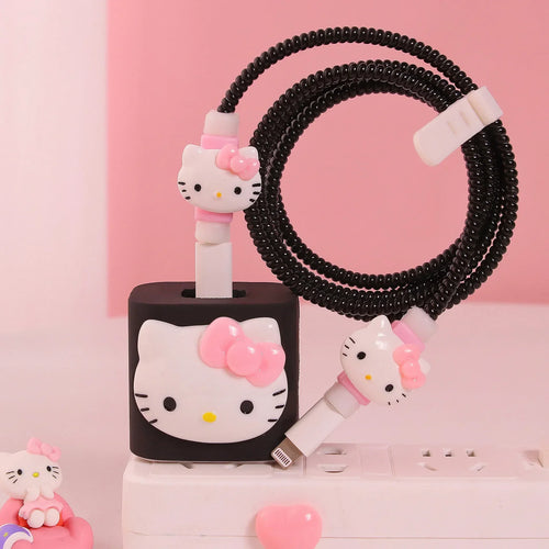 Kawaii Hello Kittys IPhone Data Cable Charger Protection Set Suitable