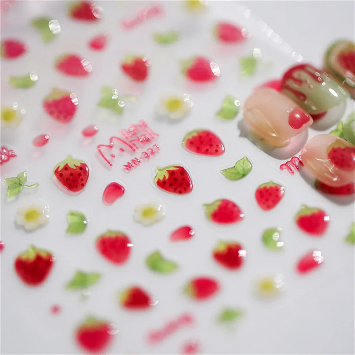 1pc 5D Jelly Strawberry Nail Art Stickers