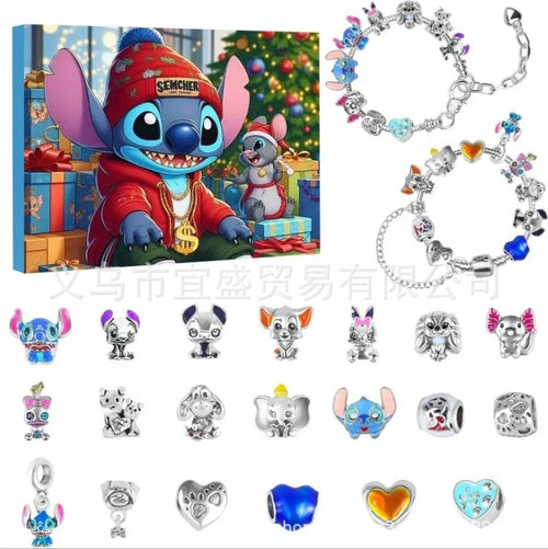 New Stitch Mickey Christmas Advent Calendar Bracelets 24 Days Xmas