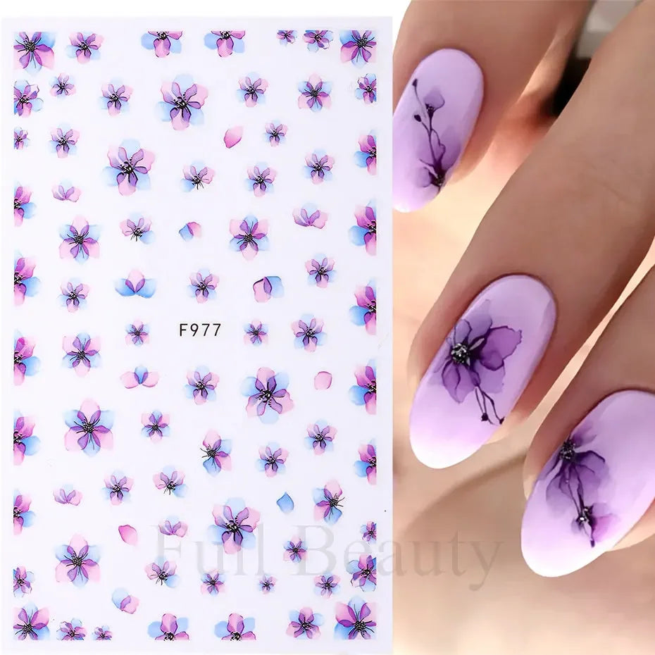 Spring Flowers 3D Nail Stickers Simple Summer Blossom Floral Tulip