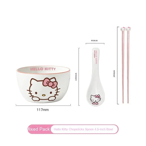 Sanrio Tableware Cinnamoroll Bowl Spoon Plate Cartoon Kawaii Ceramic