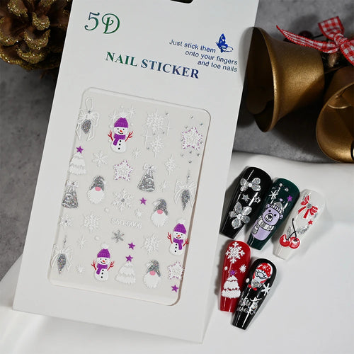 1pcs 5D Kawaii Nail Sticker Colourful Flower Letter Nail Art Slider