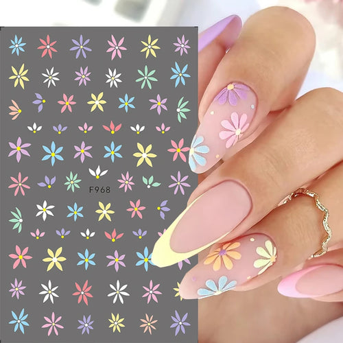 Spring Flowers 3D Nail Stickers Simple Summer Blossom Floral Tulip