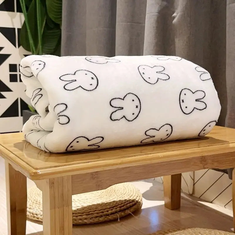 Kawaii Miffy Rabbit Flannel Air Conditioning Blanket Casual Nap Sofa