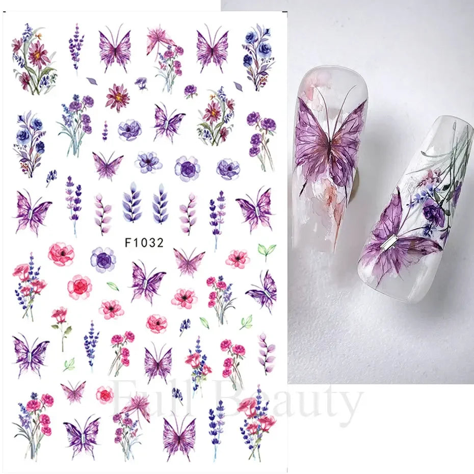 Spring Flowers 3D Nail Stickers Simple Summer Blossom Floral Tulip